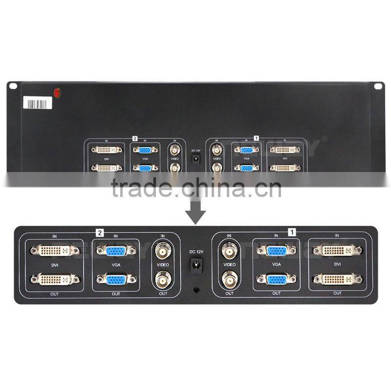 Live Scene dual 7'' dual touch monitor display VGA DVI LCD rack mount