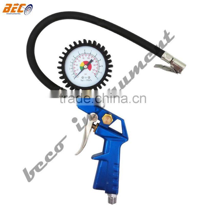 BECO blue portable car repair gun tire inflator with 60mm pressure gauge