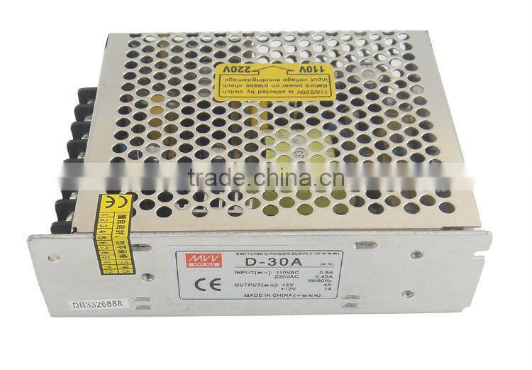 OEM D-30a 30w 5v 12v dual switching power supply with low price