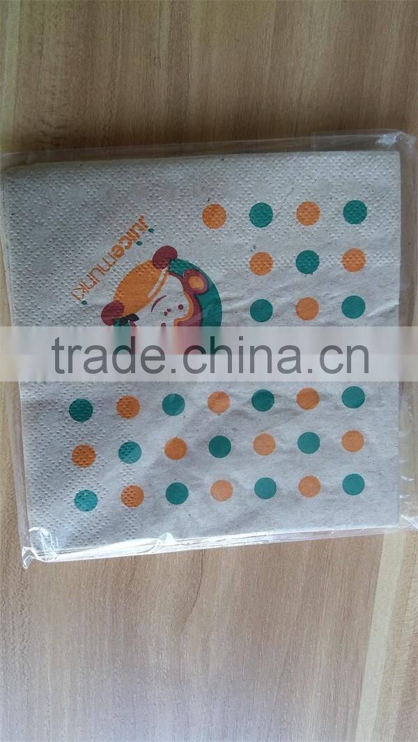 Natural Color Disposable Printed Lenchon Napkin/kraft brown napkin paper