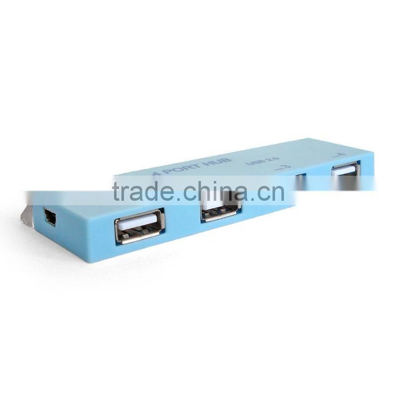 Blue 4-Port USB Hub with Ruler function