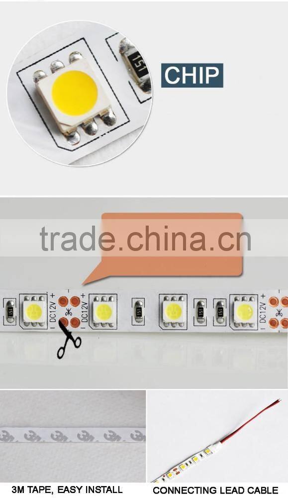 DC 12V NO-WATERPROOF SMD 5050 LED FCLEXIBLE STRIP TAPE 60LED/METER 14.4W/METER 720LM/M LIGHT DOUBLE SIDED TAPE CE/ROHS NEW