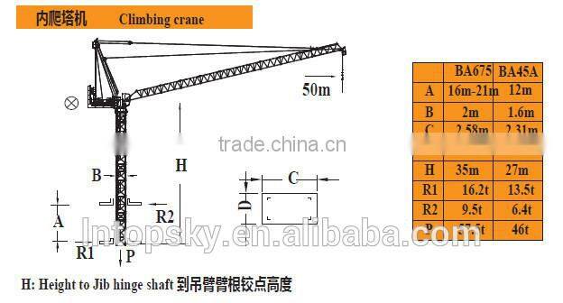 hot sale TL126-8T luffing jib tower crane