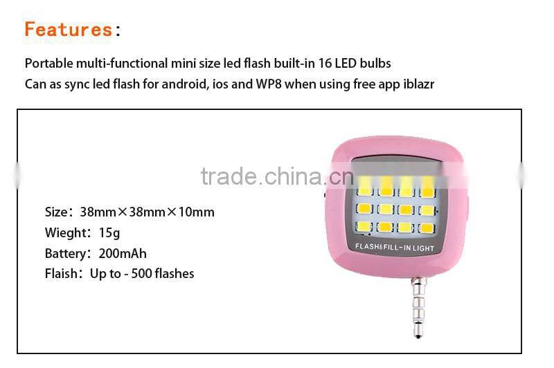Hot sale 16 LED light filling mobile Phone support mini selfie led flash light