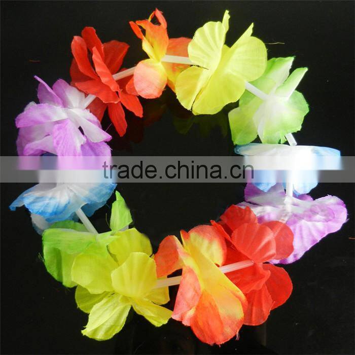 Hawaiian Leis Set Flower Garland Necklace + Headband + Bracelet Wristband Hula Party Lady Men Dance Fancy Dress Garland