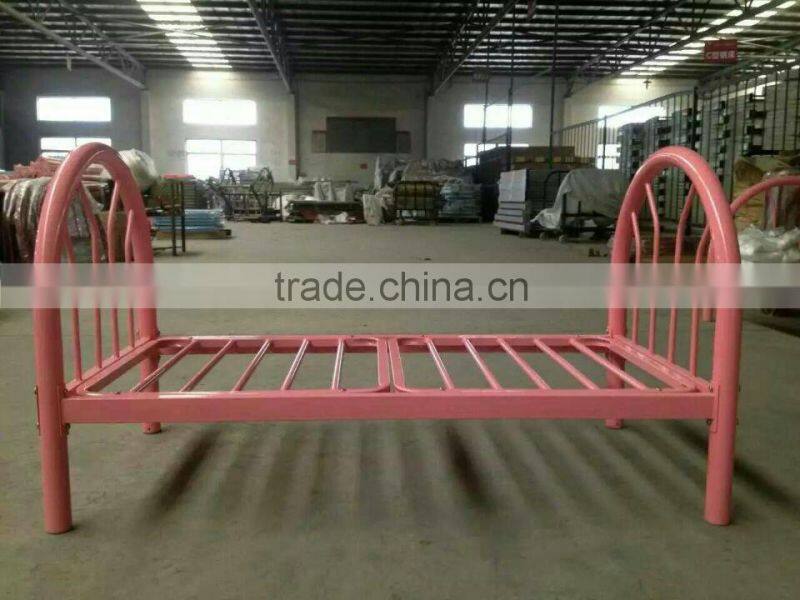 pink color lovely single round metal bed