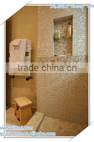 Pen seashell and black mother of pearl mosaic tile waist line