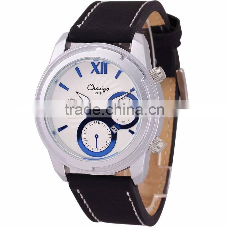 alloy stainless steel material wrist watch quality golden case watches with leather