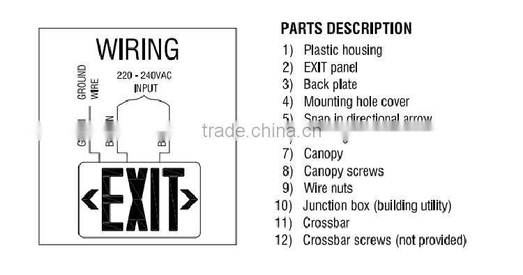 Ni-Cd Battery Best Quality Ceiling Mounted Led Emergency Exit Sign