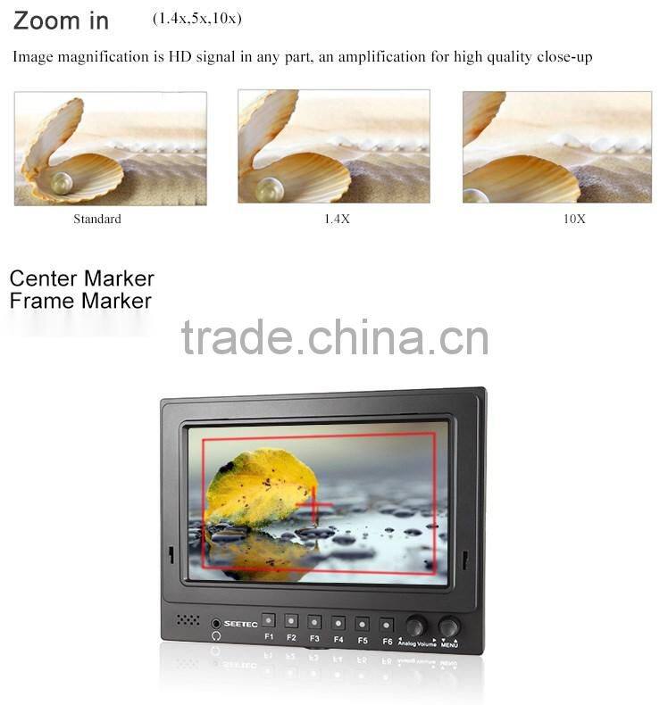 7"broadcast video display HDMI input and output resolution 1024X600 1080p sdi monitor