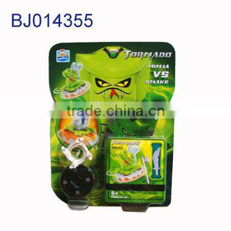 Funny children toy plastic kids diy block warrior battle spinning top toy
