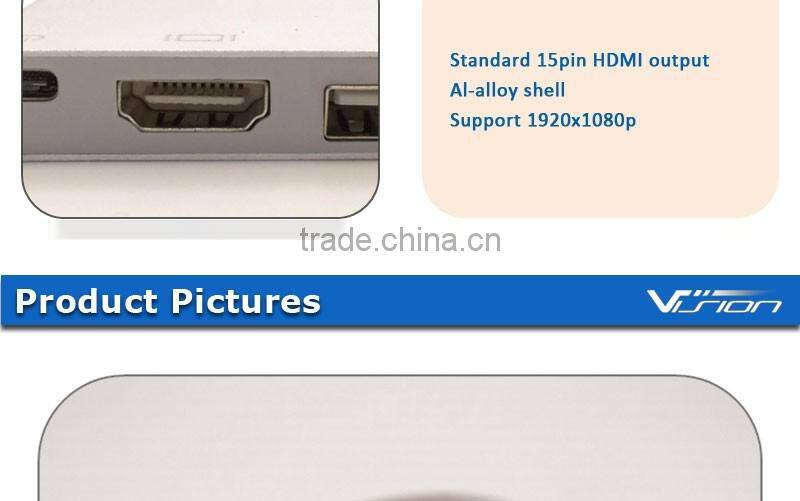 Vision new USB Type C to HDMI hub adapter with USB3.1 female