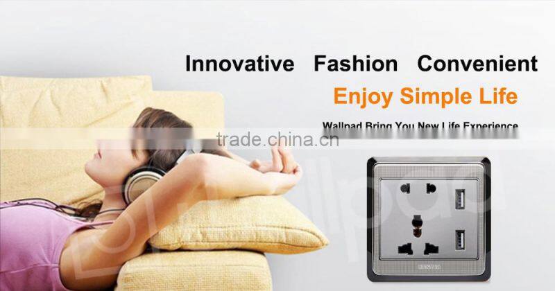 China Suppliers Wallpad Metal110~250V Electrical Universal Socket with Usb Charger Ports USB Power Wall Light Socket eu uk