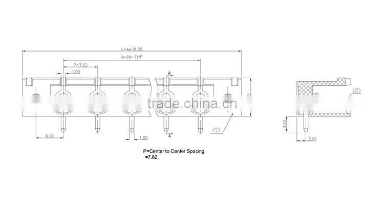 UTL Pcb Screw Connector Pitch Vertical Rising Clamp Euro Terminal Block 7.62mm 1000V