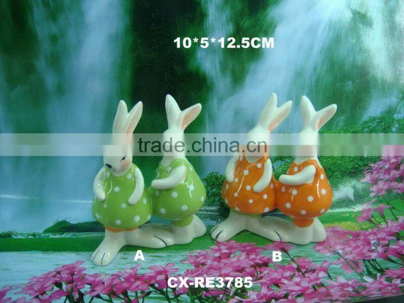 since 1989 factory wooden napkin ring table decoration restaurant high quality easter ceramic rabbit napkin ring