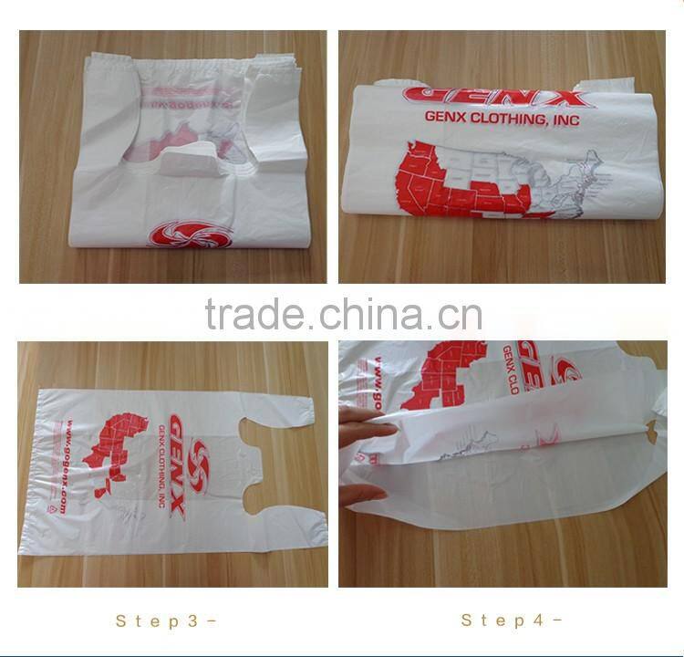 Cheap supermarket plastic t-shirt shopping bag with vest handles for snack food packaging