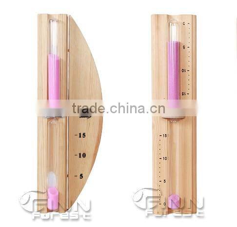 Pine wood frame sauna room hourglass sand timer