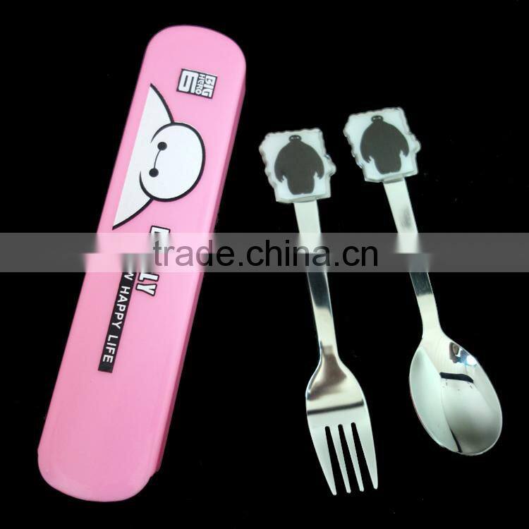 Cartoon stainless steel cutlery set with unique box