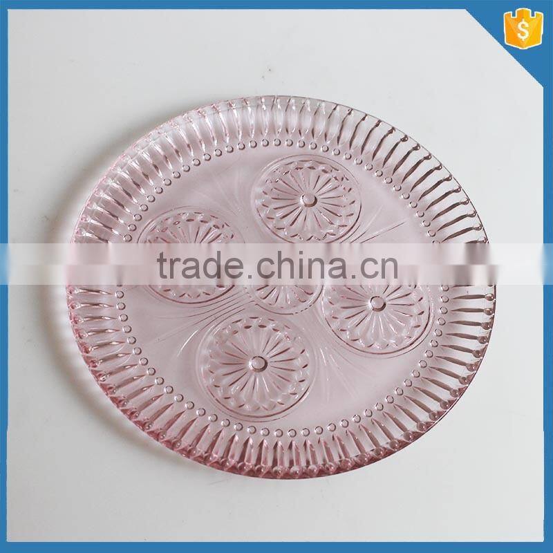 LXHY-015 glass colored vintage dessert plate