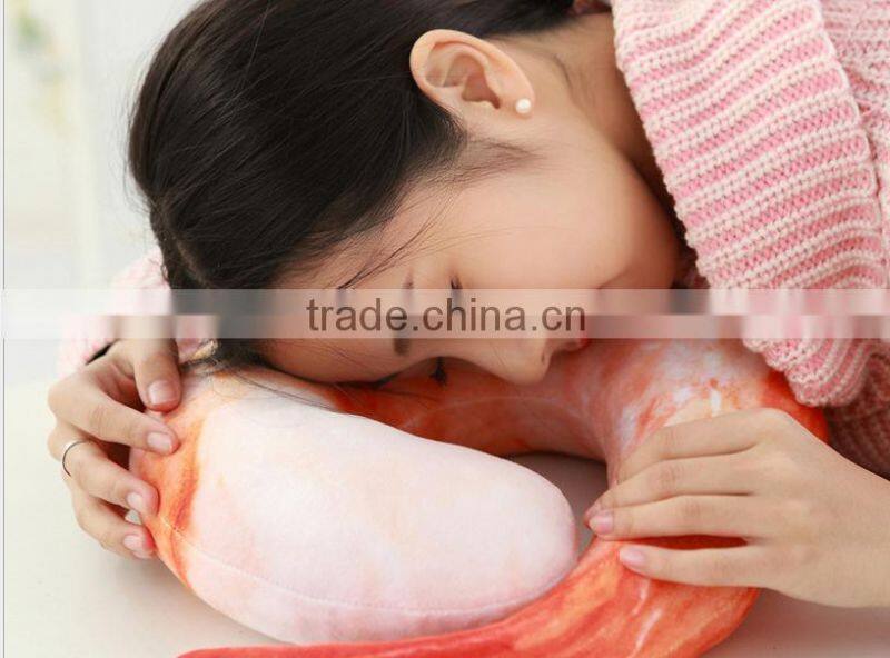 creative simulation shrimp pepper eggplant and U shape croissant imitated plush stuffed sleeping neck pillow cushion toy