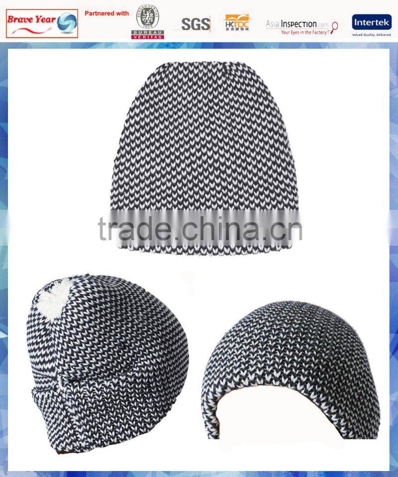tuck back Monochrome knitted beanie hat/beanie hat knitting pattern/100 acrylic beanie