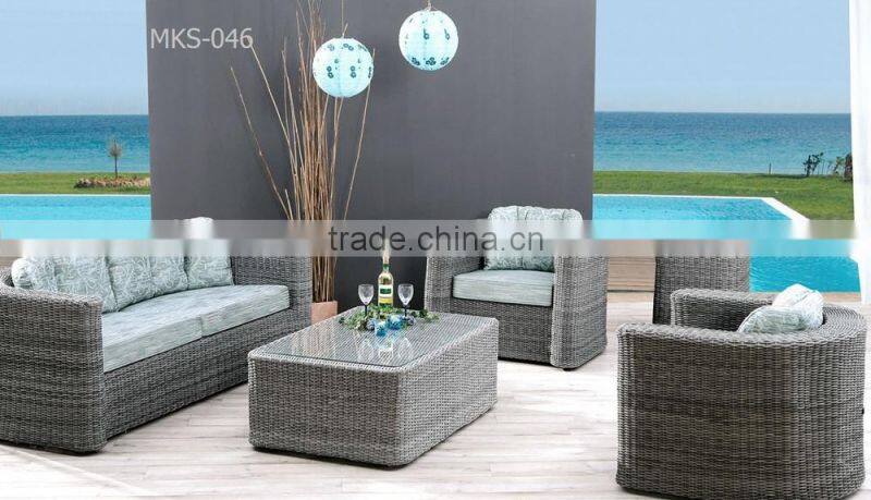 Hot selling wicker patio garden sofa set furniture with aluminum frame