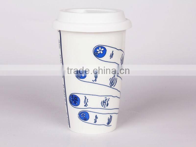 promotional expression coffee cerramic blue and white porcelain Mug