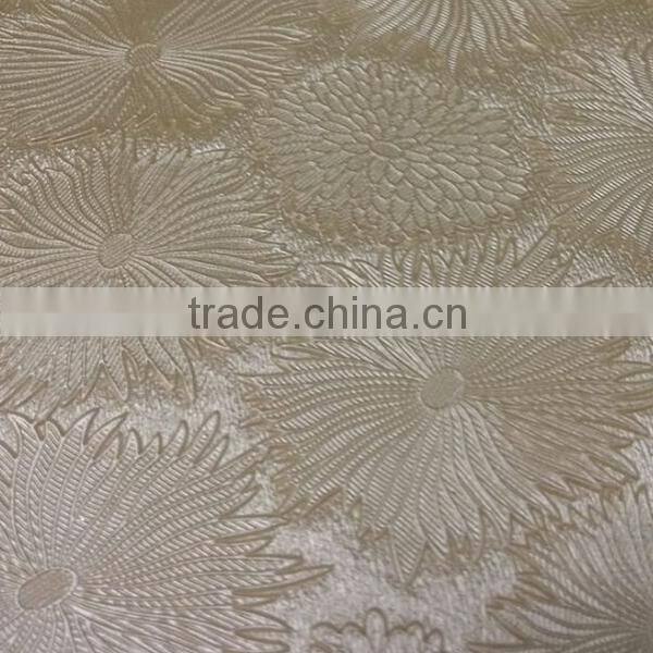 PVC leather with flower embossed for decoration usage