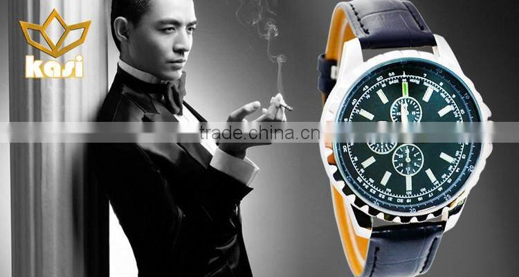 Wholesale price alloy watchcase stainless steel leather quartz analog watch Y005