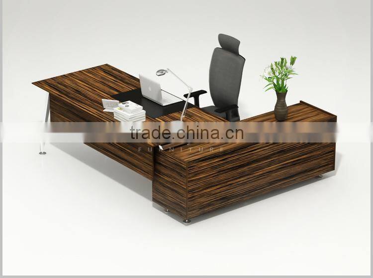 Luxury wooden executive office desk with metal frame