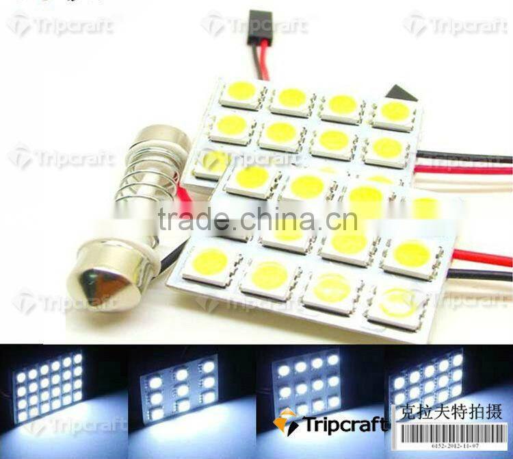 PCB 15SMD 5050 LED Auto Car Top Dome Light For Interior Reading Roof light with T10 BA9S S8.5 Festoon Bulb Adapter