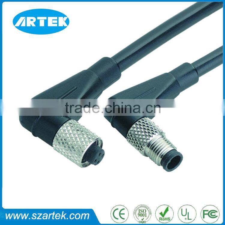 90 degree 4pin female m5 molded waterproof connector cable