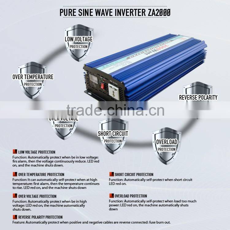 2000watt frequency pure sine wave inverter with remote control for solar system