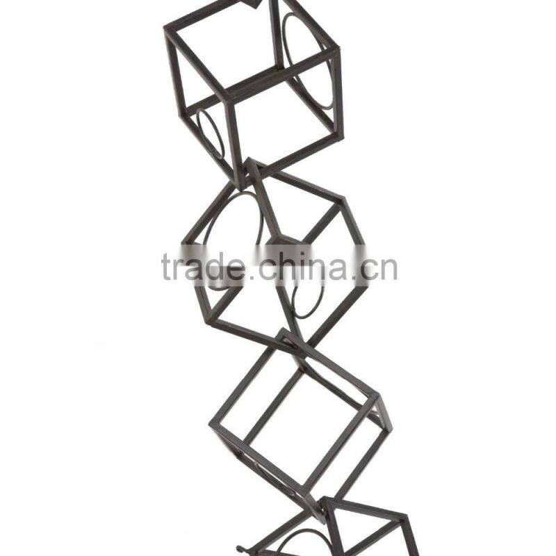 Black Metal Wall Mounted Geometric Wine Rack/Organizer for 5 Bottles