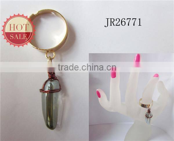 Wholesale Ring Jewelry Natural Topaz Crystal Stone Drop Ring