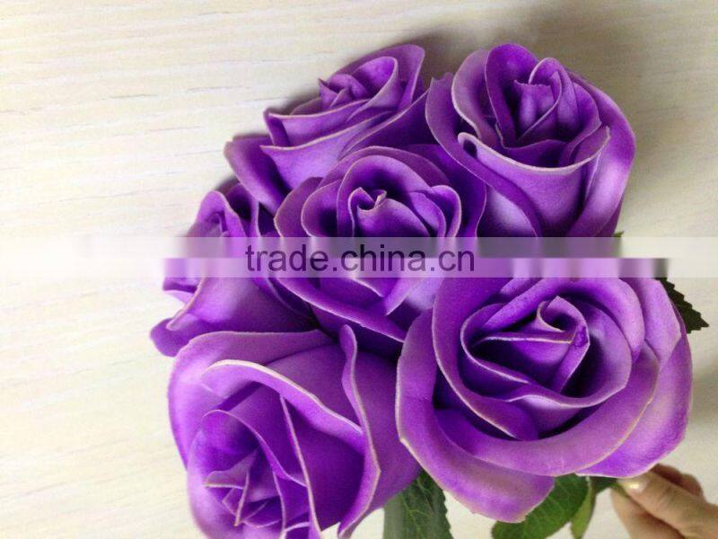 High quality artificial flowers wedding red 6 head rose bud bouquet for sale