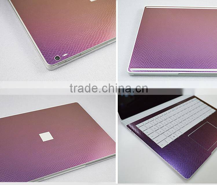 Hot sale full coverage laptop skin sticker brushed aluminium for Microsoft surface book 13.5 inch