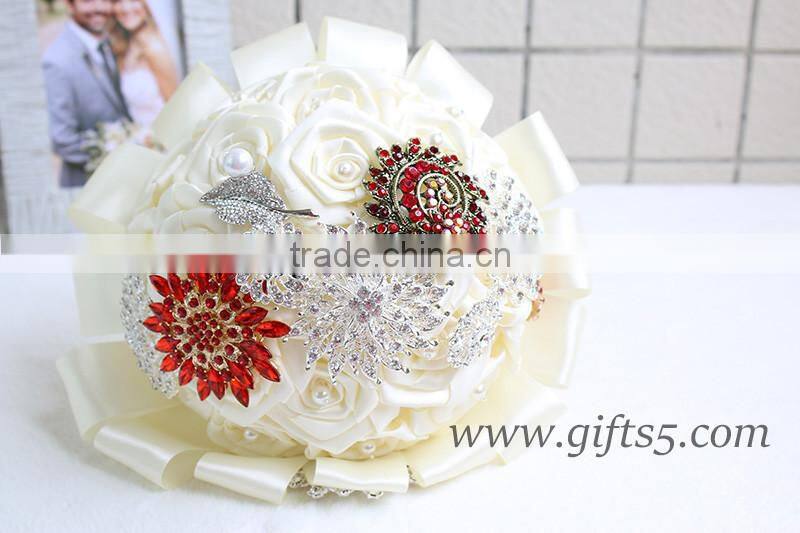 High quality luxurious White satin rose spring bouquet