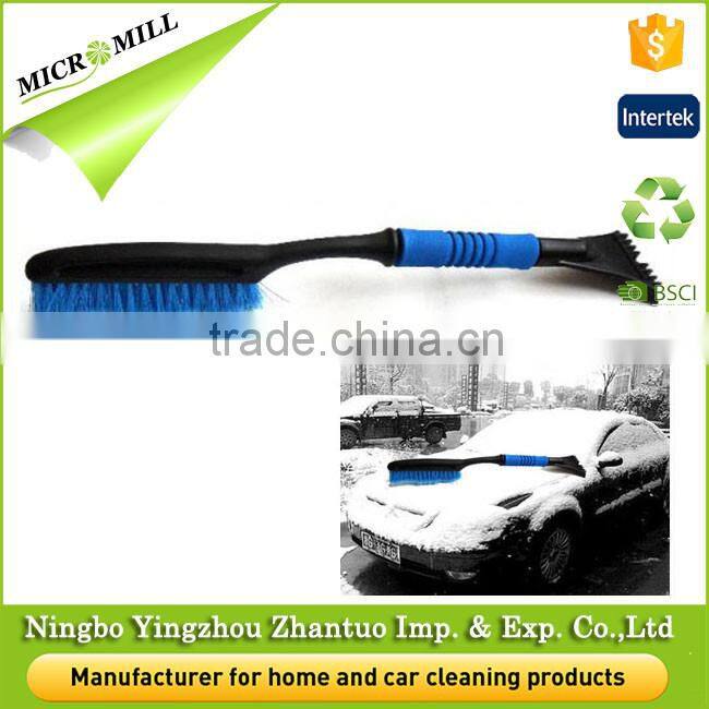 Heavy duty snow brush with foam grip, ice removal cleaning tool, long reach car snow scrapers