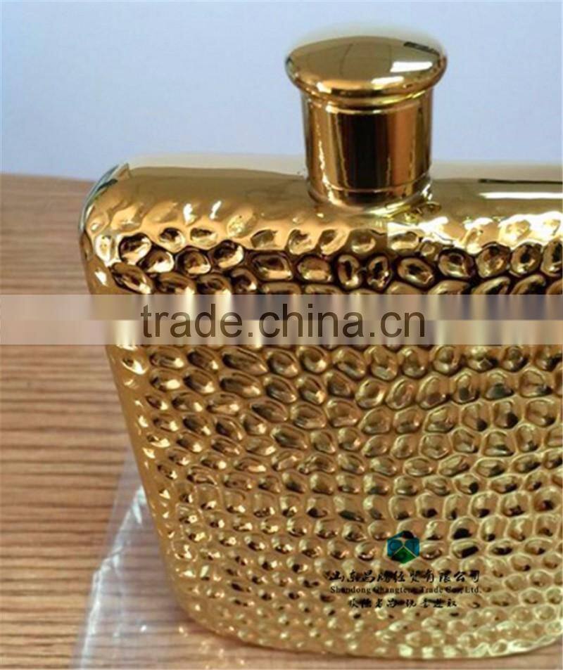 304 Stainless Steel Hip Flask Water Bottle 6oz Pattern Christmas Gold-plated Cup And Saucer
