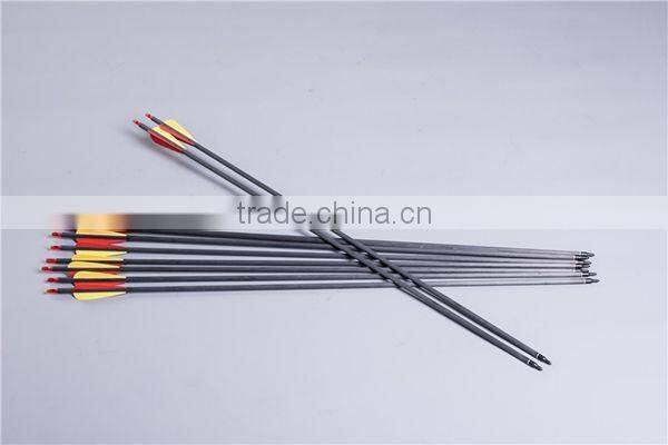 Black Archery Carbon Fiber Hunting Arrows With Replaceable Tips For Compound Bow