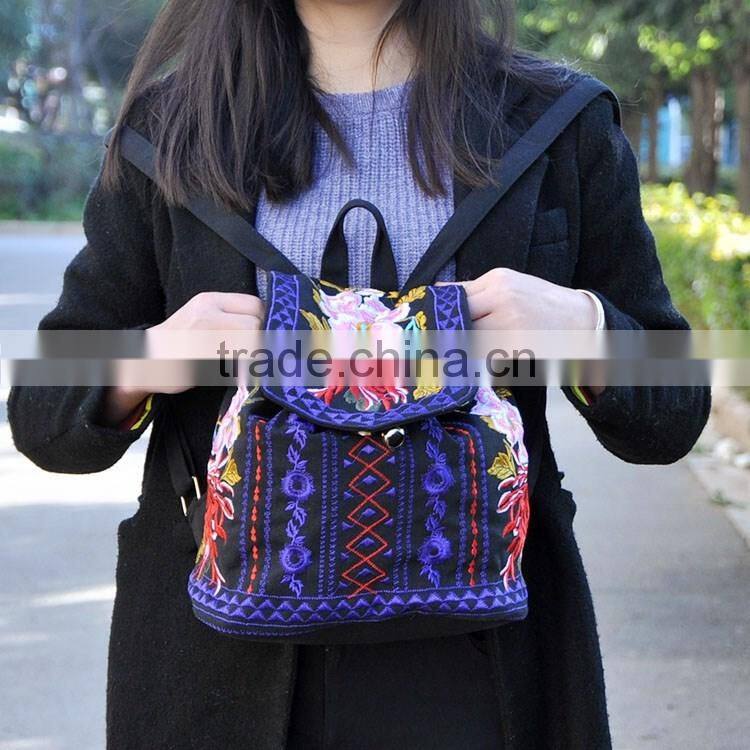 Hot Sale Customized Vintage Canvas Backpack For Women, Vintage soft Backpack Canvas embroidery