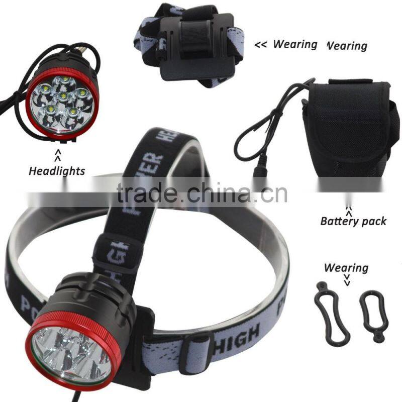 2 In 1 High Brightness 6 x XM-L T6 LED 3 Modes Bike Light Bicycle Front Lamp Headlight Headlamp + Battery Pack + Charger