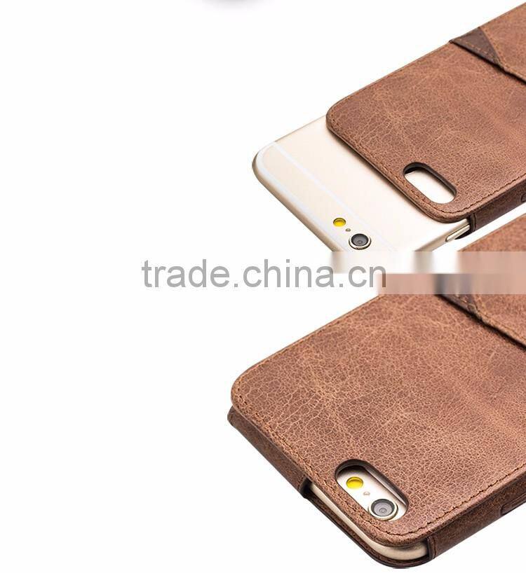 QIALINO Dropshipping Q Card Case, Full Grain Genuine For iPhone 6s Plus Leather Case