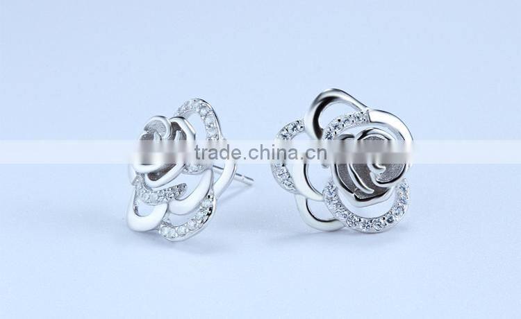 SCI152 rose flower sterling sliver earring 2016