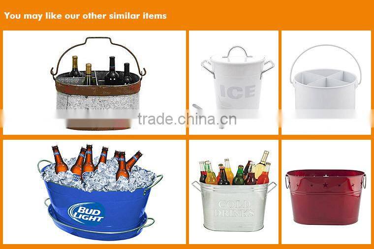 Removable Six-pack Divider Bottle Opener Red Metal Ice Bucket