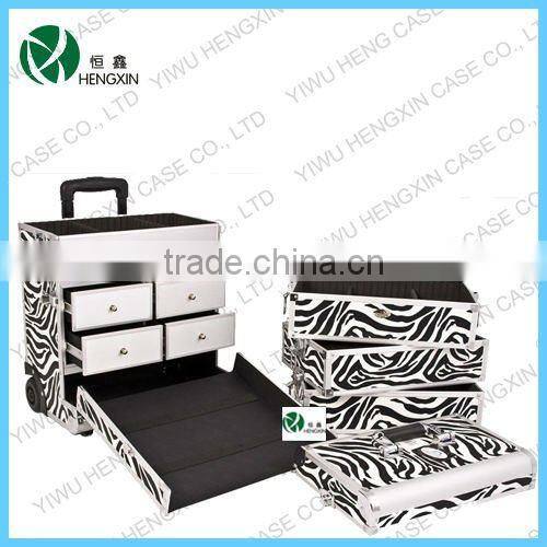 zebra professional rolling makeup case aluminum trolley makeup case