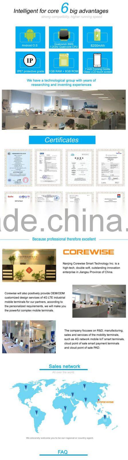 Google Android 6.0 industrial grade 7inch tablet with biometric reader