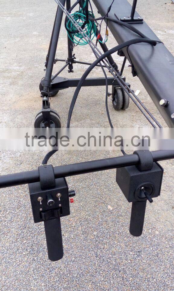 Broadcasting TV camera jimmy jib crane 10m with motorized dutch head bear 25kg camcorder