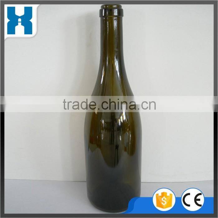 WHOLESALE CHEAP FROSTED GREEN GLASS WINE BOTTLE 750ML